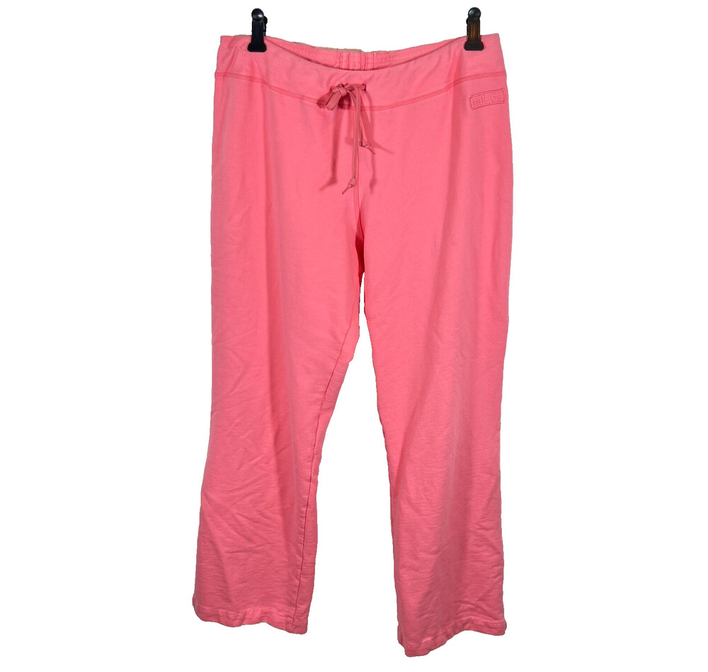Adidas - Women's M Sweatpants Pink Tie Waist Bootcut Cotton